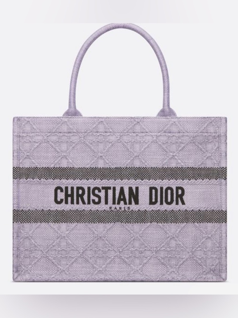 Dior Raffia Cannage Medium Book Tote Lilac